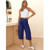 imageANRABESS Women Wide Leg Palazzo Capri Pants High Waisted Smocked Lounge Trousers 2026 Summer Loose Flowy Casual Beach OutfitsNavy Blue