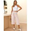 imageANRABESS Women Wide Leg Palazzo Capri Pants High Waisted Smocked Lounge Trousers 2026 Summer Loose Flowy Casual Beach OutfitsParchment