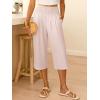 imageANRABESS Women Wide Leg Palazzo Capri Pants High Waisted Smocked Lounge Trousers 2026 Summer Loose Flowy Casual Beach OutfitsParchment