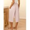 imageANRABESS Women Wide Leg Palazzo Capri Pants High Waisted Smocked Lounge Trousers 2026 Summer Loose Flowy Casual Beach OutfitsParchment