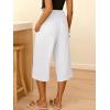 imageANRABESS Women Wide Leg Palazzo Capri Pants High Waisted Smocked Lounge Trousers 2026 Summer Loose Flowy Casual Beach OutfitsWhite