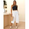 imageANRABESS Women Wide Leg Palazzo Capri Pants High Waisted Smocked Lounge Trousers 2026 Summer Loose Flowy Casual Beach OutfitsWhite