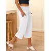 imageANRABESS Women Wide Leg Palazzo Capri Pants High Waisted Smocked Lounge Trousers 2026 Summer Loose Flowy Casual Beach OutfitsWhite