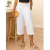 imageANRABESS Women Wide Leg Palazzo Capri Pants High Waisted Smocked Lounge Trousers 2026 Summer Loose Flowy Casual Beach OutfitsWhite