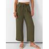 imageANRABESS Women Wide Leg Palazzo Pants Summer High Waisted Casual Loose Lounge Flowy Cropped Capri Beach Trousers Work OutfitsArmy Green