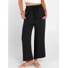imageANRABESS Women Wide Leg Palazzo Pants Summer High Waisted Casual Loose Lounge Flowy Cropped Capri Beach Trousers Work OutfitsBlack