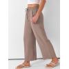 imageANRABESS Women Wide Leg Palazzo Pants Summer High Waisted Casual Loose Lounge Flowy Cropped Capri Beach Trousers Work OutfitsLight Camel