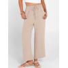 imageANRABESS Women Wide Leg Palazzo Pants Summer High Waisted Casual Loose Lounge Flowy Cropped Capri Beach Trousers Work OutfitsParchment