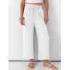 imageANRABESS Women Wide Leg Palazzo Pants Summer High Waisted Casual Loose Lounge Flowy Cropped Capri Beach Trousers Work OutfitsWhite