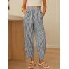 imageANRABESS Womens Gingham Striped Palazzo Pants Wide Leg Pajama Lounge Crop Pants Plaid PJ Bottoms Cute Trousers with PocketsBlack White Stripe
