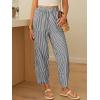 imageANRABESS Womens Gingham Striped Palazzo Pants Wide Leg Pajama Lounge Crop Pants Plaid PJ Bottoms Cute Trousers with PocketsBlack White Stripe