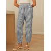 imageANRABESS Womens Gingham Striped Palazzo Pants Wide Leg Pajama Lounge Crop Pants Plaid PJ Bottoms Cute Trousers with PocketsBlack White Stripe