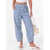 imageANRABESS Womens Gingham Striped Palazzo Pants Wide Leg Pajama Lounge Crop Pants Plaid PJ Bottoms Cute Trousers with PocketsBlue White Plaid