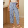 imageANRABESS Womens Gingham Striped Palazzo Pants Wide Leg Pajama Lounge Crop Pants Plaid PJ Bottoms Cute Trousers with PocketsBlue White Stripe