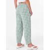 imageANRABESS Womens Gingham Striped Palazzo Pants Wide Leg Pajama Lounge Crop Pants Plaid PJ Bottoms Cute Trousers with PocketsGreen White Plaid