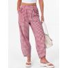 imageANRABESS Womens Gingham Striped Palazzo Pants Wide Leg Pajama Lounge Crop Pants Plaid PJ Bottoms Cute Trousers with PocketsRed White Plaid