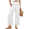 imageANRABESS Womens Wide Leg Palazzo Pants Summer Beach High Waisted Cropped Flowy Pants 2026 Work Casual Trousers with PocketsWhite