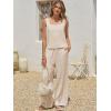 imageANRABESS 2 Piece Sets for Women Outfits Lounge Matching Casual Travel Wide Leg Pants Crop Top Summer Vacation Beach ClothesBeige