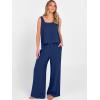 imageANRABESS 2 Piece Sets for Women Outfits Lounge Matching Casual Travel Wide Leg Pants Crop Top Summer Vacation Beach ClothesNavy Blue