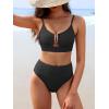 imageANRABESS Bikini Sets for Women Summer High Waisted 2 Piece Bathing Suit Ribbed UWire Cutout Swimsuit Beach Vacation 2026Black