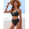 imageANRABESS Bikini Sets for Women Summer High Waisted 2 Piece Bathing Suit Ribbed UWire Cutout Swimsuit Beach Vacation 2026Black