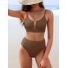imageANRABESS Bikini Sets for Women Summer High Waisted 2 Piece Bathing Suit Ribbed UWire Cutout Swimsuit Beach Vacation 2026Brown