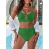 imageANRABESS Bikini Sets for Women Summer High Waisted 2 Piece Bathing Suit Ribbed UWire Cutout Swimsuit Beach Vacation 2026Green