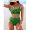 imageANRABESS Bikini Sets for Women Summer High Waisted 2 Piece Bathing Suit Ribbed UWire Cutout Swimsuit Beach Vacation 2026Green