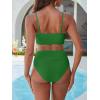 imageANRABESS Bikini Sets for Women Summer High Waisted 2 Piece Bathing Suit Ribbed UWire Cutout Swimsuit Beach Vacation 2026Green