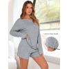 imageANRABESS Womens 2 Piece Lounge Pajama Sets Casual Ribbed Long Sleeve Top Matching Shorts Sleepwear PJ Set 2025 Fall OutfitsGrey