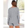 imageANRABESS Womens 2 Piece Lounge Pajama Sets Casual Ribbed Long Sleeve Top Matching Shorts Sleepwear PJ Set 2025 Fall OutfitsGrey