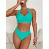 imageANRABESS Womens Bikini Sets Two Piece Swimsuits High Waisted Halter Twist Front Bathing Suit 2026 Summer Beach SwimwearAqua
