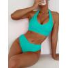imageANRABESS Womens Bikini Sets Two Piece Swimsuits High Waisted Halter Twist Front Bathing Suit 2026 Summer Beach SwimwearAqua