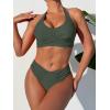 imageANRABESS Womens Bikini Sets Two Piece Swimsuits High Waisted Halter Twist Front Bathing Suit 2026 Summer Beach SwimwearArmy Green