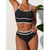 imageANRABESS Womens Halter Bikini Sets Color Block Two Piece Swimsuits High Waisted Bathing Suits Summer Sporty Cheeky SwimwearBlack