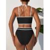 imageANRABESS Womens Halter Bikini Sets Color Block Two Piece Swimsuits High Waisted Bathing Suits Summer Sporty Cheeky SwimwearBlack