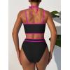 imageANRABESS Womens Halter Bikini Sets Color Block Two Piece Swimsuits High Waisted Bathing Suits Summer Sporty Cheeky SwimwearBlack Hot Pink