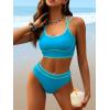 imageANRABESS Womens Halter Bikini Sets Color Block Two Piece Swimsuits High Waisted Bathing Suits Summer Sporty Cheeky SwimwearBlue