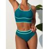 imageANRABESS Womens Halter Bikini Sets Color Block Two Piece Swimsuits High Waisted Bathing Suits Summer Sporty Cheeky SwimwearDark Green