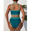 imageANRABESS Womens Halter Bikini Sets Color Block Two Piece Swimsuits High Waisted Bathing Suits Summer Sporty Cheeky SwimwearDark Green