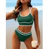 imageANRABESS Womens Halter Bikini Sets Color Block Two Piece Swimsuits High Waisted Bathing Suits Summer Sporty Cheeky SwimwearDeep Green