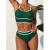 imageANRABESS Womens Halter Bikini Sets Color Block Two Piece Swimsuits High Waisted Bathing Suits Summer Sporty Cheeky SwimwearDeep Green