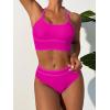 imageANRABESS Womens Halter Bikini Sets Color Block Two Piece Swimsuits High Waisted Bathing Suits Summer Sporty Cheeky SwimwearHot Pink
