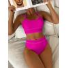 imageANRABESS Womens Halter Bikini Sets Color Block Two Piece Swimsuits High Waisted Bathing Suits Summer Sporty Cheeky SwimwearHot Pink