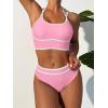 imageANRABESS Womens Halter Bikini Sets Color Block Two Piece Swimsuits High Waisted Bathing Suits Summer Sporty Cheeky SwimwearPink