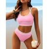 imageANRABESS Womens Halter Bikini Sets Color Block Two Piece Swimsuits High Waisted Bathing Suits Summer Sporty Cheeky SwimwearPink
