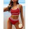 imageANRABESS Womens Halter Bikini Sets Color Block Two Piece Swimsuits High Waisted Bathing Suits Summer Sporty Cheeky SwimwearRed