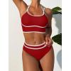 imageANRABESS Womens Halter Bikini Sets Color Block Two Piece Swimsuits High Waisted Bathing Suits Summer Sporty Cheeky SwimwearRed