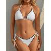 imageANRABESS Womens Triangle Bikini Sets Sexy Halter String Two Piece Swimsuits Tie Lace Trim Bathing Suit Trendy Beach SwimwearWhite