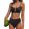 imageANRABESS Bikini Sets for Women Summer High Waisted 2 Piece Bathing Suit Ribbed UWire Cutout Swimsuit Beach Vacation 2026Black